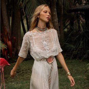 Chasing Unicorns NWT Natural Mystic Silk Cotton Maxi Dress - Size Small